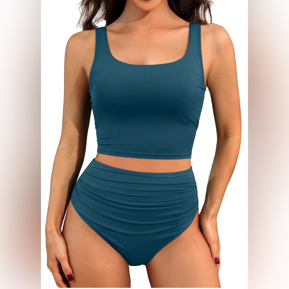 NWT- women’s 2 piece tankini- turquoise- size medium